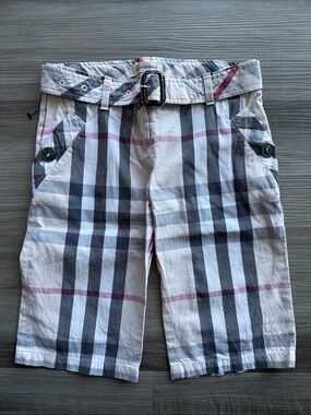 Burberry Cream Plaid Kids Shorts